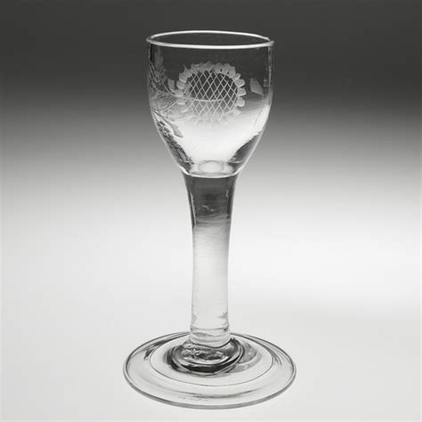 Georgian Engraved Plain Stem Wine Glass With Folded Foot C1745