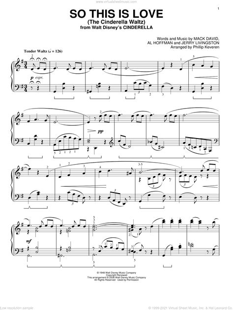 Hoffman So This Is Love From Cinderella Classical Version Arr Phillip