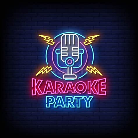 Karaoke Party Neon Signs Style Text Vector Stock Vector Illustration