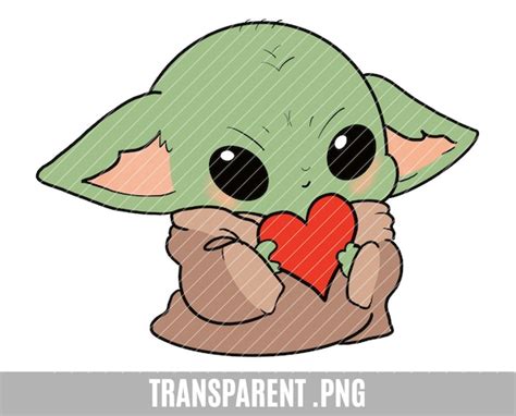 Baby Yoda Clip Art Valentines Heart Valentine Transparent Etsy