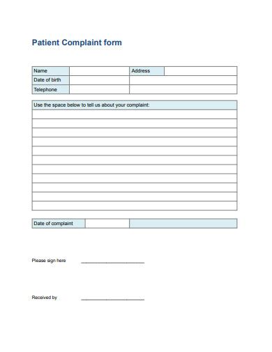 21 Patient Complaint Form Templates In Pdf Doc