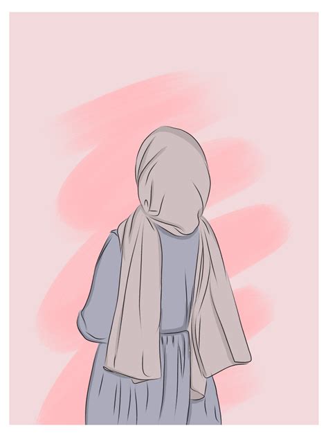 Foto Aesthetic Berhijab Kartun Vector Hijab Niqab Hijab Drawing Hijab Cartoon Islamic Girl