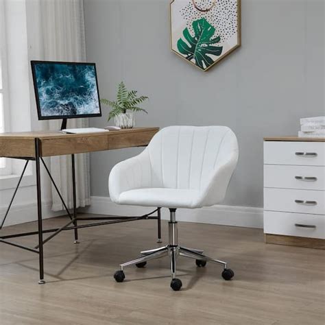 Syngar Cute White Fluffy Desk Chair For Teen Girl Kids Home Office