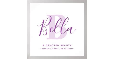 Bella Name Meaning Shades Of Purple Text Custom Poster Zazzle