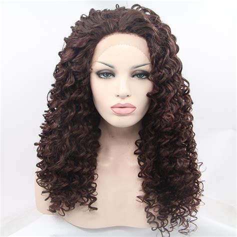 Glueless Fashion Ombre Brown Curly Synthetic Lace Front Wig
