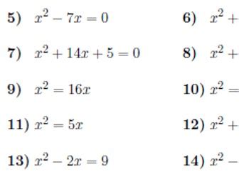 The solution(s) to a quadratic equation can be calculated using the quadratic formula : Solving quadratic equations worksheets (with solutions ...