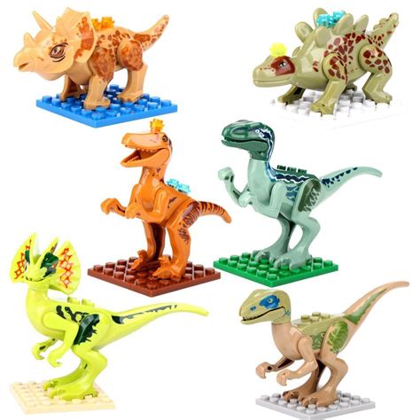 New Jurassic World Minifigures 6 Dinosaur Play Set Lot Jurassic Park Raptor Toys Unbranded