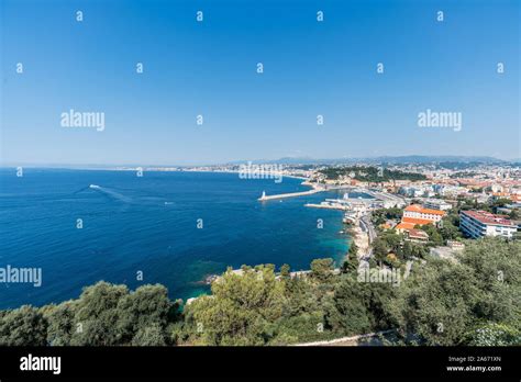Aerial View Of Harbor At Nice Villefranche Sur Mer France Stock Photo