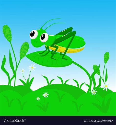 Grasshopper Sitting In The Grass Royalty Free Vector Image