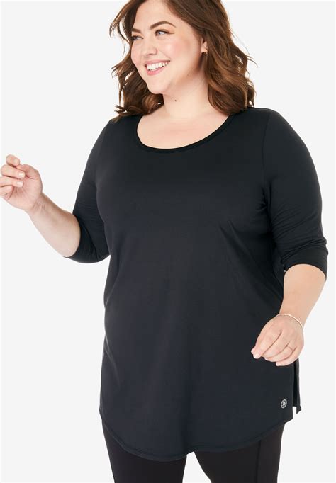 Scoop Neck Tunic By Fullbeauty Sport Plus Size Active Woman Within