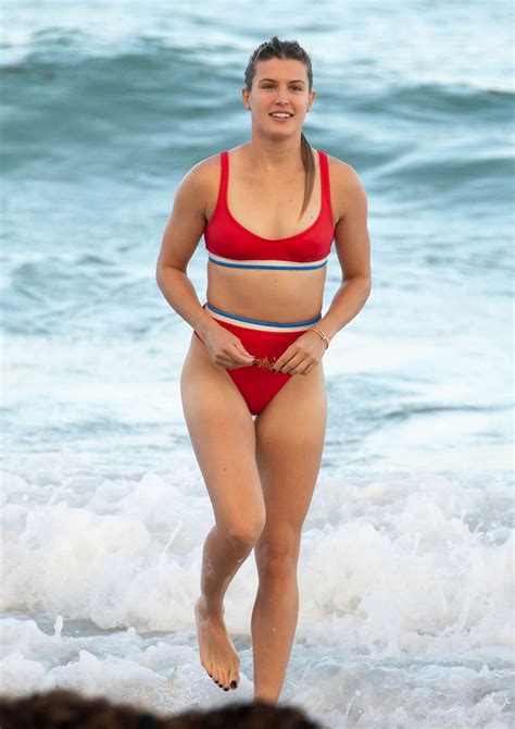 Eugenie Bouchard In Red On The Beach In Miami Eugenie Bouchard