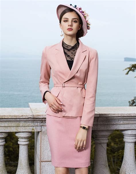2021 Women Dress Suits Office Lady Business Formal Work Wear Pink 7bd