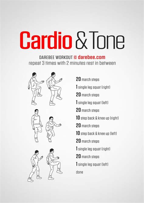 Cardio And Tone Workout Cardio Workout Plan Cardio Workout At Home Cardio