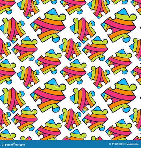 Rainbow Puzzles Background Seamless Pattern For Kids Textile Or