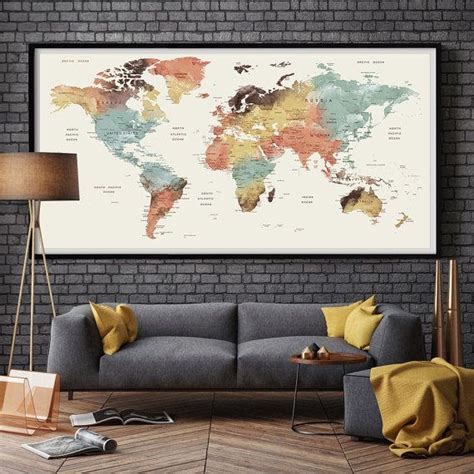 Large World Map For Wall Living Room Design 2020