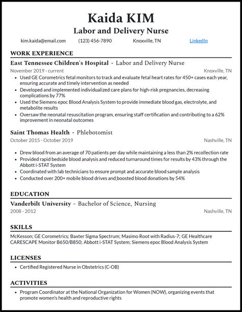 3 Labor And Delivery Nurse Resume Examples For 2023