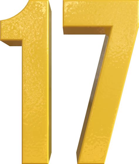 Number 17 Yellow Metal Paint 3d Render 16653010 Png