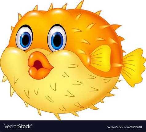 Illustration Of Cartoon Puffer Fish Isolated On White Background