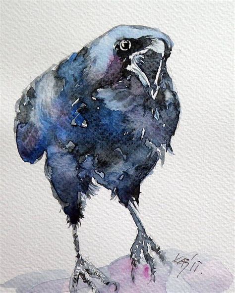 Crow Painting Bird Watercolor Paintings Watercolor Animals Painting