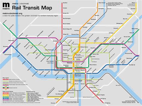 Cincinnati Rapid Transit Vision Transit Map Cincinnati Map Map