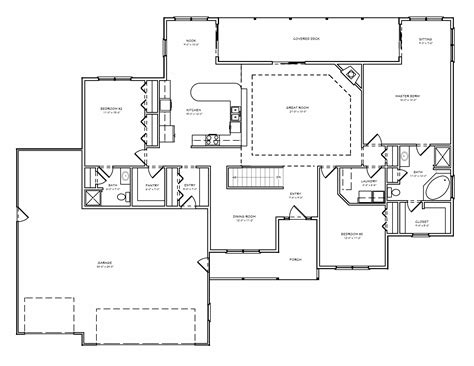 House Plan Single Level Great Room Ranch Basement Plan The House