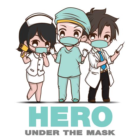 Set Of Medical Personnel Heroes In Anime Style Download Free Vectors