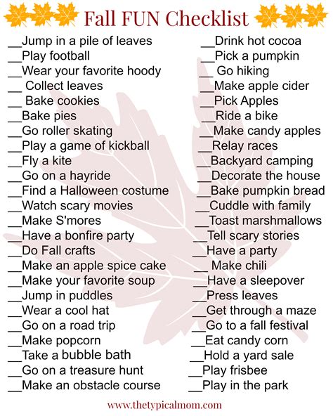 50 Fun Fall Activities Checklist Most Of Which Are Totally Free To Do