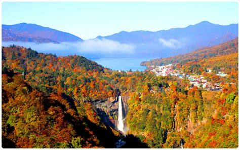 Lake Chūzenji And Kegon Falls In Autumn Nikko National Park Japan