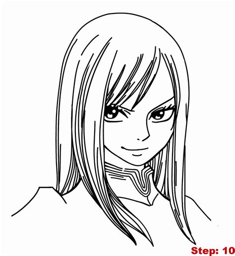 Erza Scarlet From Fairy Tail How To Draw Manga 3d Coloring Home