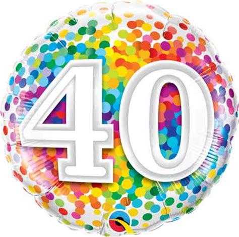 40th Rainbow Confetti Foil Balloons
