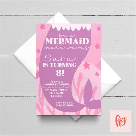 Mermaid Birthday Invitation Mermaid Invitation Mermaid Party Etsy