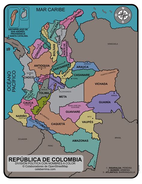 Mapa De Colombia Con Sus Departamentos Y Capitales Importantes Porn