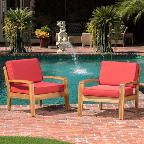 Noble House Teak Finish Wood Outdoor Lounge Chairs With Teak Outdoor