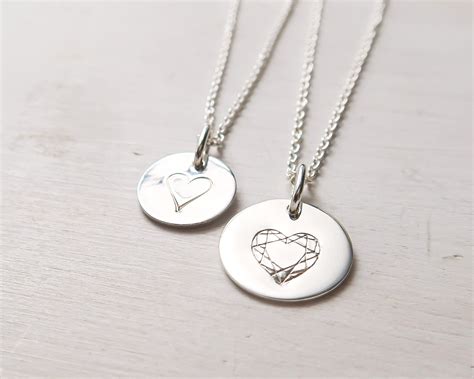 Sterling Silver Heart Necklace Dainty Gift For Her Gift For Etsy