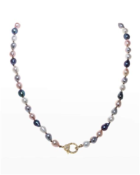 Margo Morrison Petite Baroque Pearl Necklace With Vermeil And Diamond