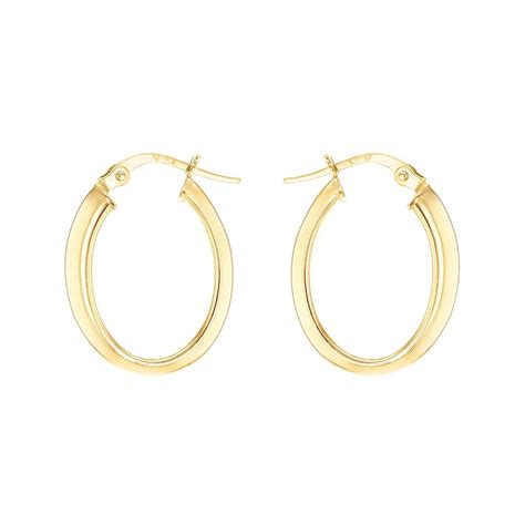 Carissima Gold 9 Ct Yellow Gold Oval Creole Earrings Creole Earrings White Gold Yellow Gold
