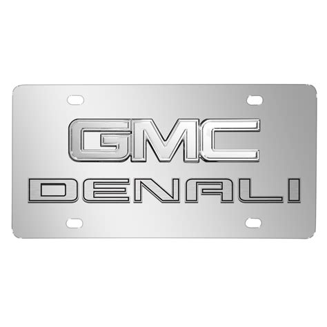 Denali With Chrome Gmc 3d Logo Chrome Stainless Steel License Plate