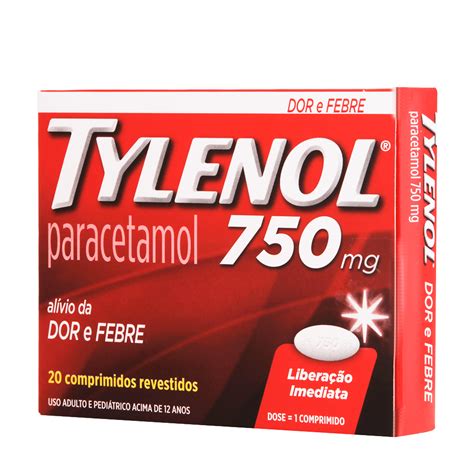 Tylenol 750mg 20 Comprimidos Drogão Super