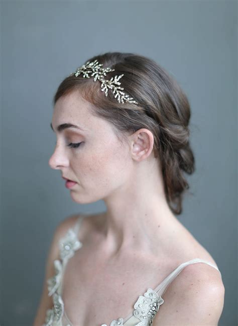 Bridal Headpiece Gilded Crystal Encrusted Branch Headpiece Style