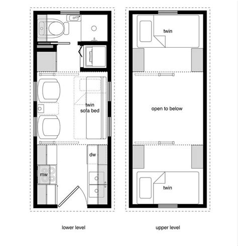 Pick one of our small homes and build your own dream two bedroom house. Tiny House Floor Plans with Lower Level Beds (With images ...