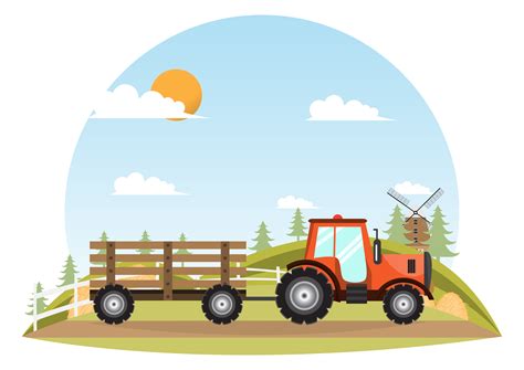 Tractor Farmer Machine Delivery Inside Farm 424890 Vector Art At Vecteezy