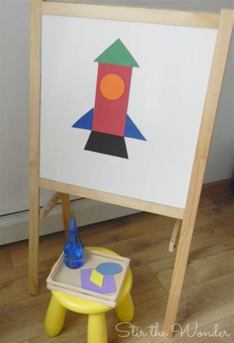 Draw a line or shape, and keep your finger held on the canvas. Building Rockets with Shapes | Stir The Wonder