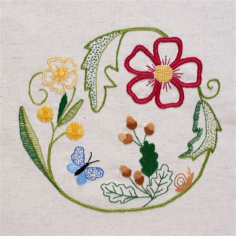 Modern Crewel Embroidery Kit With Butterfly Etsy
