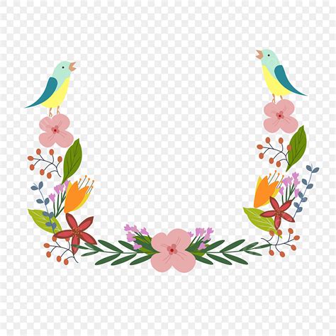 Two Birds Vector Art Png Two Birds Flowers Border Flower Border