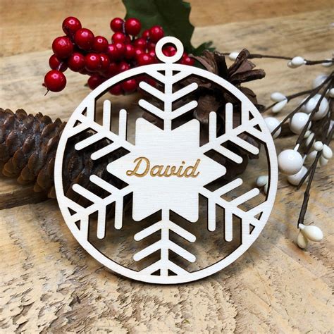 Personalized Christmas Ornament Laser Engraved Wood Ornament Etsy
