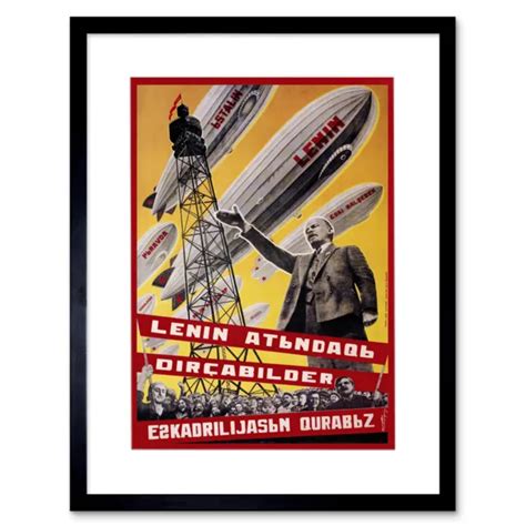 Vintage Ad Political Soviet Union Lenin Airship Poster Framed Art Print