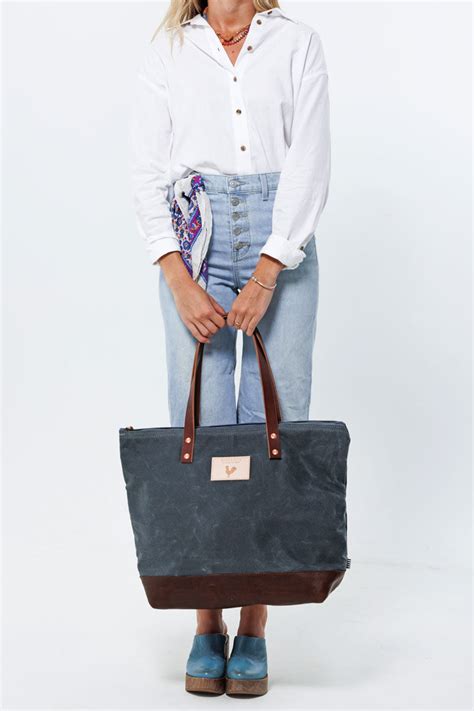 Slate Blue Wax Canvas Adventure Tote