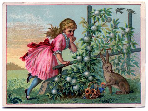 Victorian Graphic Little Girl With Rabbit The Graphics Fairy