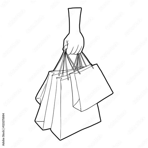 A Hand Holding Shopping Bags Icon Outline Illustration Of A Hand