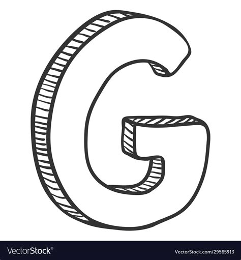 Single Doodle Sketch The Letter G Royalty Free Vector